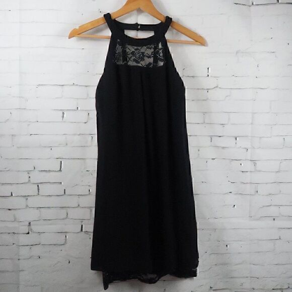 BCX DRESS BLACK HIGH NECK LACE DETAIL COCKTAIL PARTY WEDDING DRESS SIZE XS - Picture 1 of 11